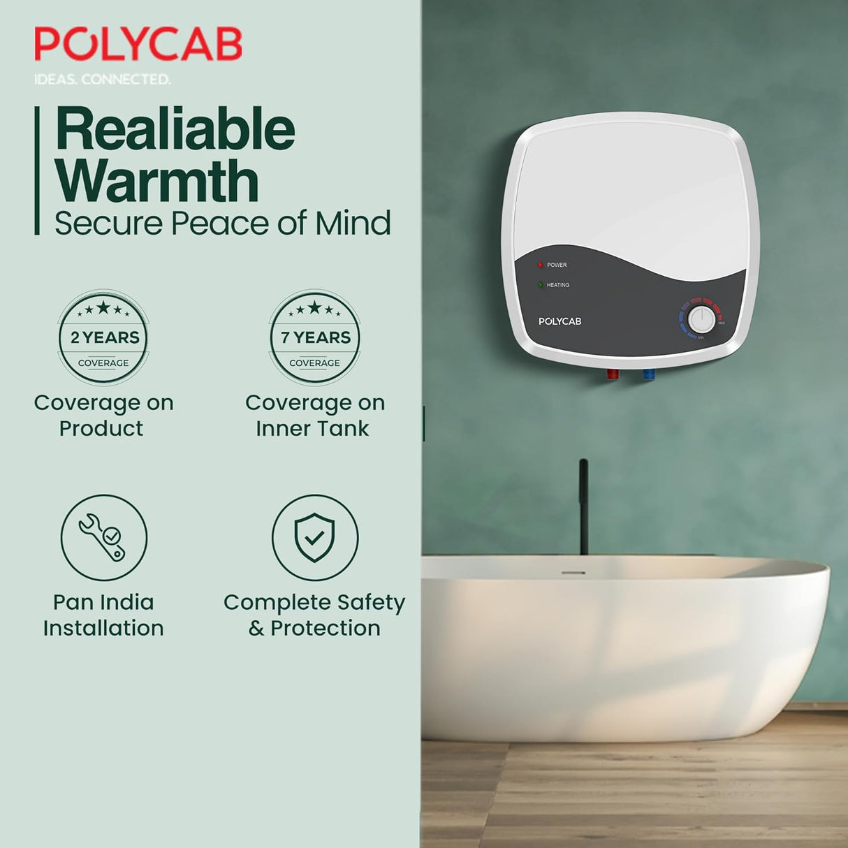 Polycab Superia 10 Litre 5-Star Storage Water Heater Geyser (White)