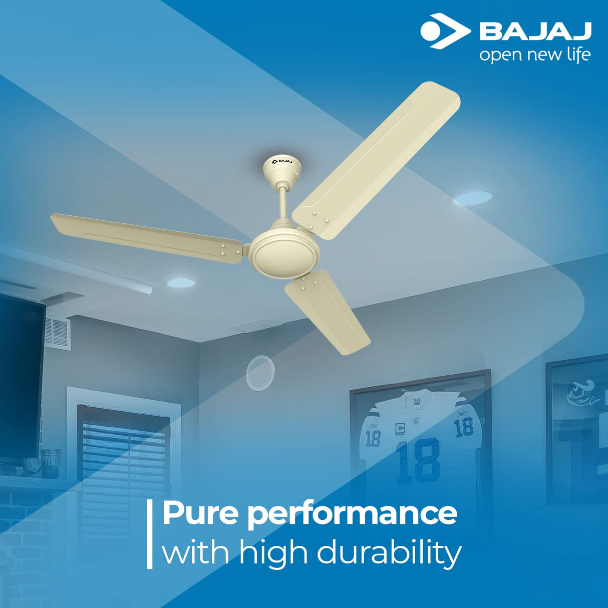 Bajaj Hurricane 1200mm Ceiling Fan Opal White