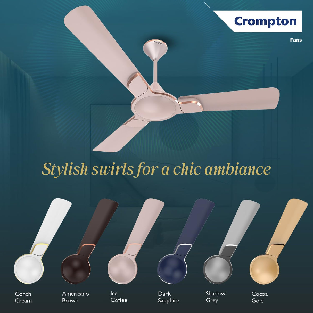 Crompton Premion Avancer Swirl 1200mm Ceiling Fan (Ice Coffee)