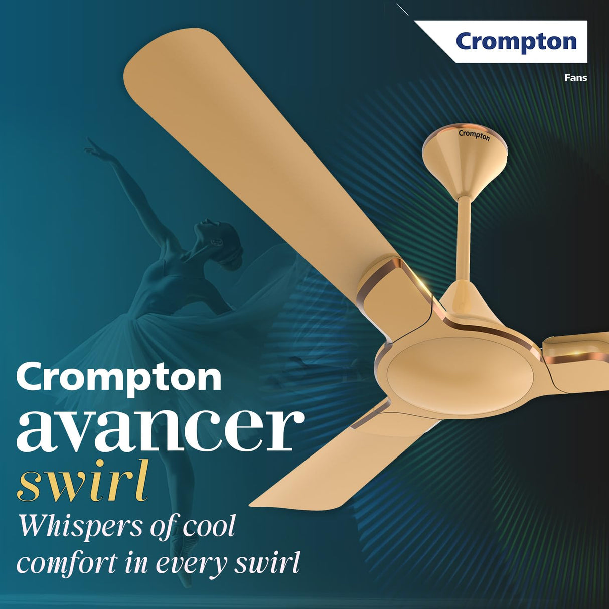 Crompton Premion Avancer Swirl 1200mm Ceiling Fan (Cocoa Gold)