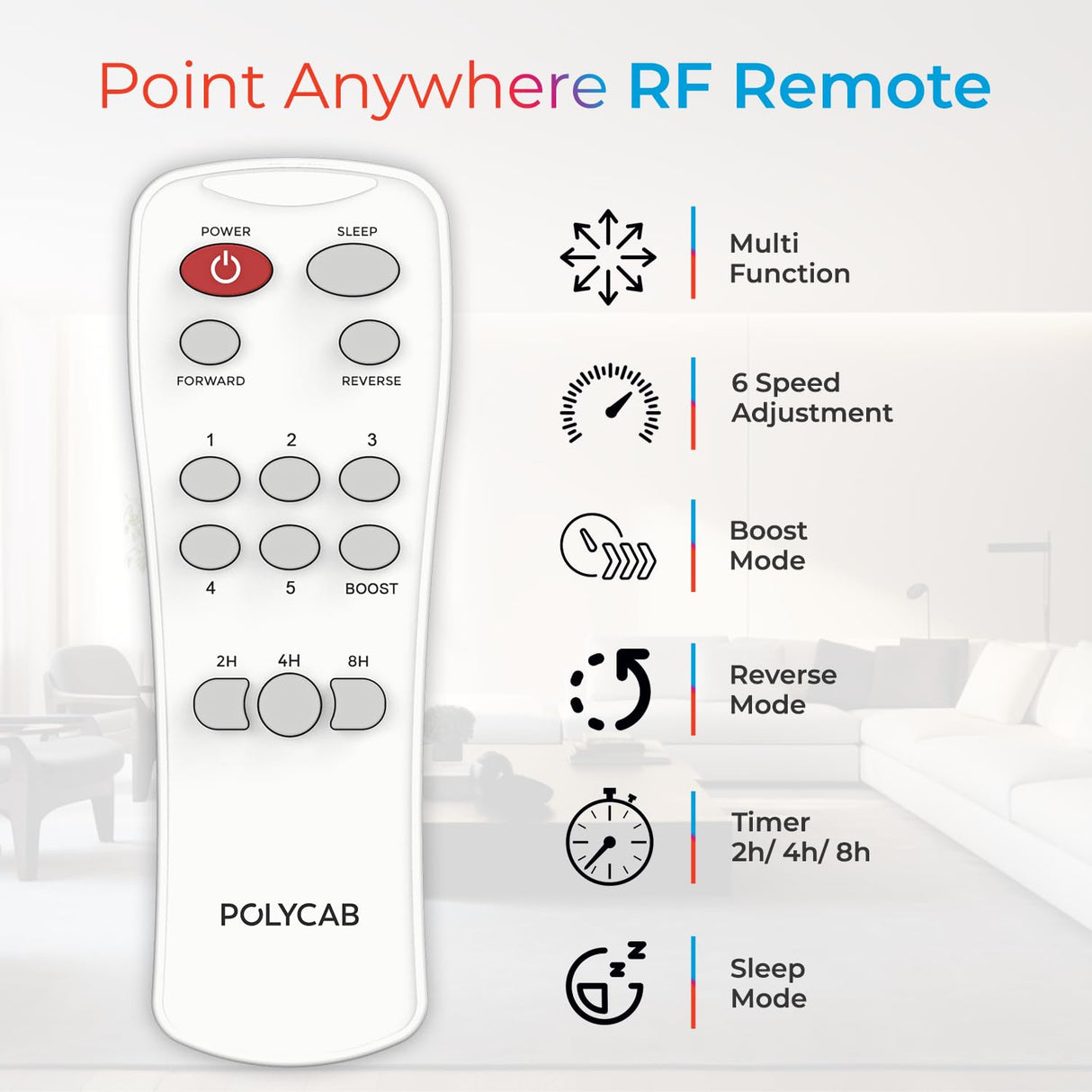 POLYCAB Wizzy Neo 1200mm BLDC Remote Ceiling fan (Ash Grey Chrome)
