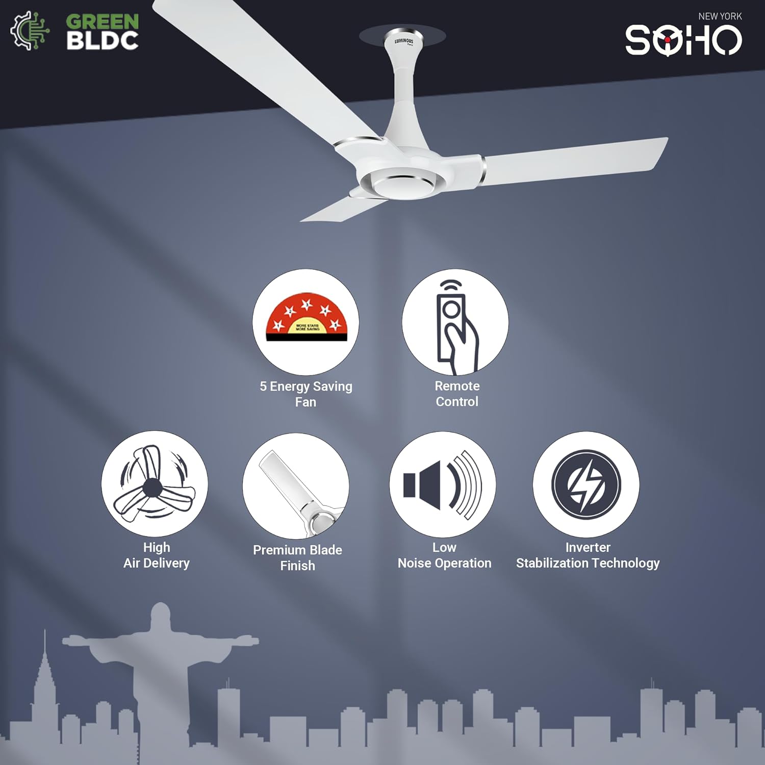 RR Signature SOHO 1200mm BLDC Ceiling Fan (Alice White)