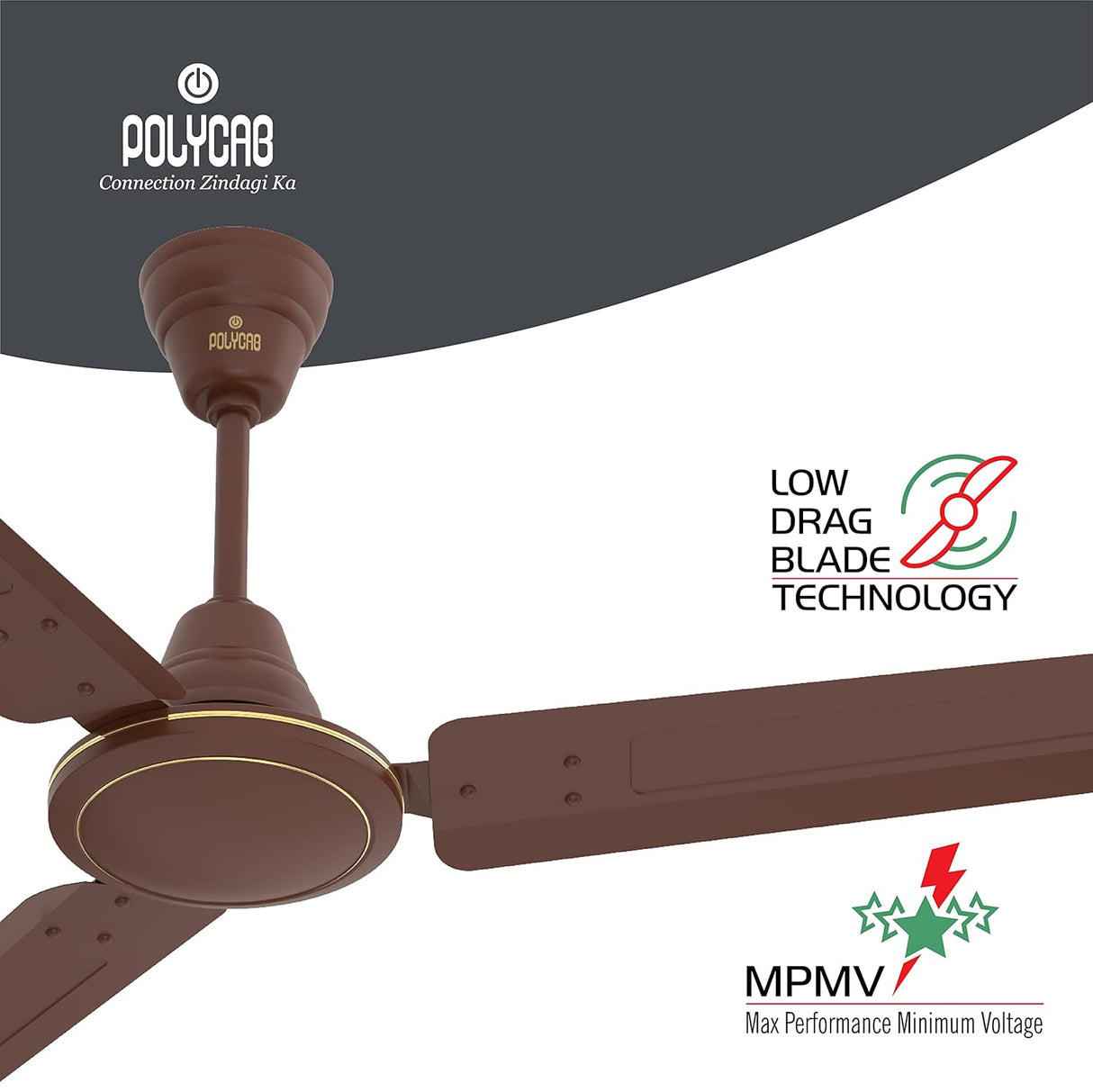 Polycab Nippy 1200mm High Speed Ceiling Fan (Matt Brown)