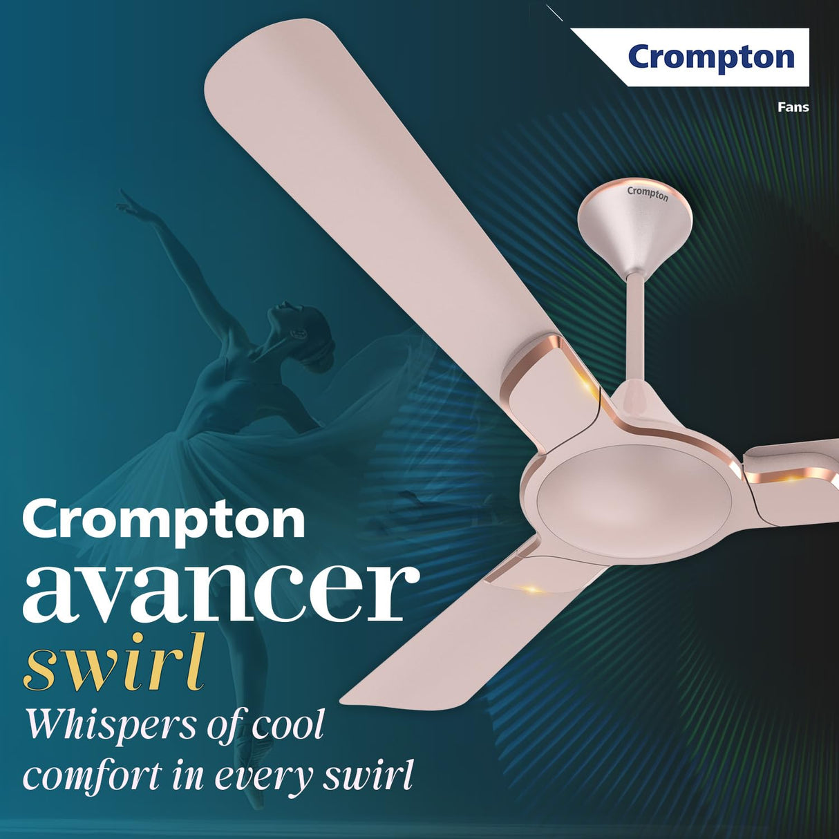 Crompton Premion Avancer Swirl 1200mm Ceiling Fan (Ice Coffee)
