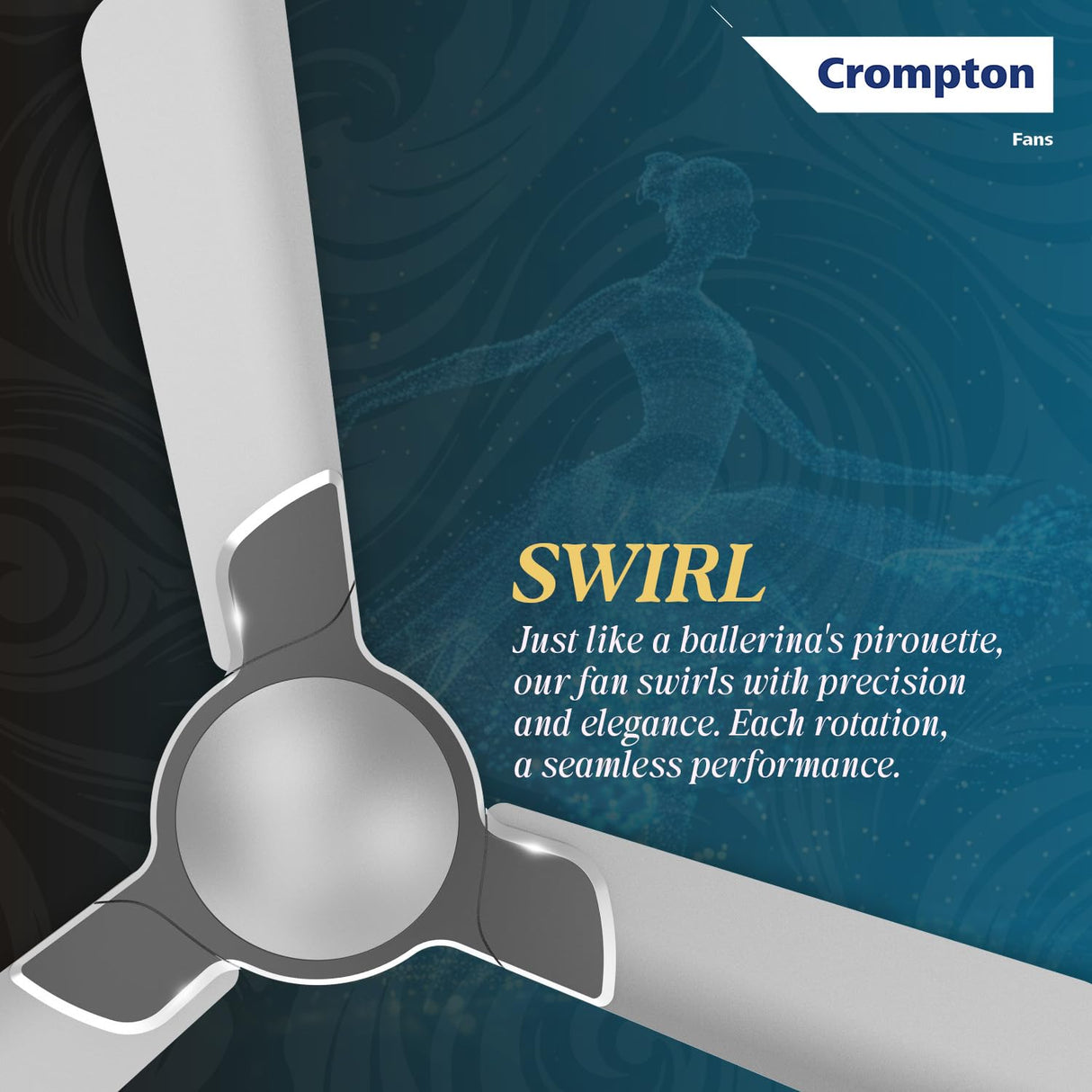 Crompton Premion Avancer Swirl 1200mm Ceiling Fan (Shadow Grey)