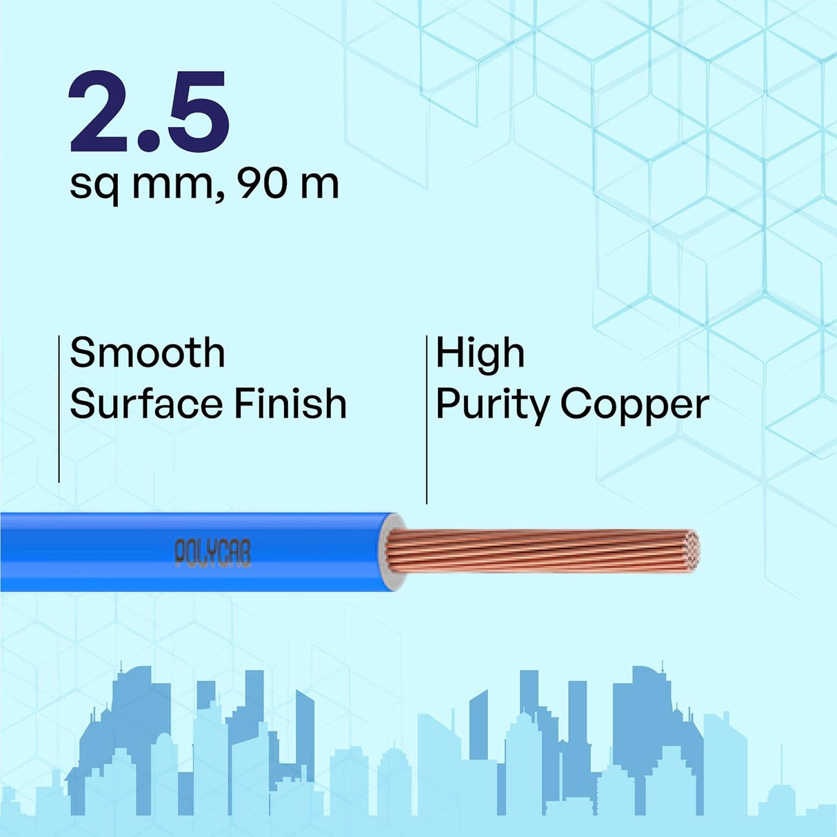 Polycab Optima Plus PVC Insulated Copper 2.5 SQMM FRLF House Wire 90M Blue