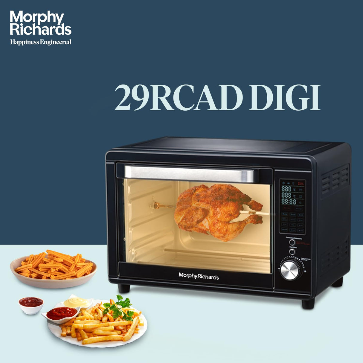 Morphy Richards 29RCAD 29 Litre Digital Oven Toaster Grill (OTG) with In-Built Air Fryer & Dehydrator, Rotisserie, Convection (Deep Blue)