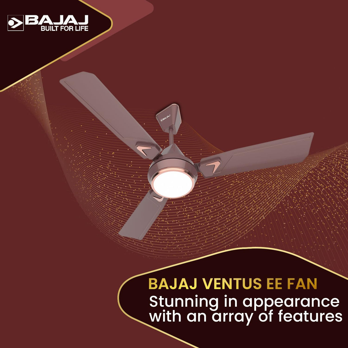 Bajaj Ventus EE 1200 Mm 1 Star Rated Energy Efficient Ceiling Fan (Chocolate Brown)