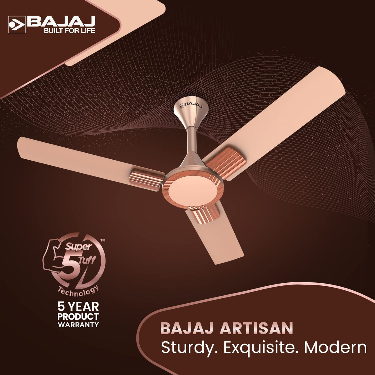 Bajaj Artisan 12S2 1200mm Energy Efficient Ceiling Fan (Coral Rose Wood)