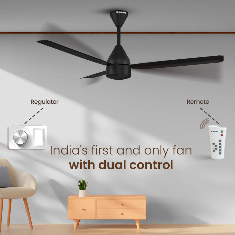 Crompton Energion Groove Regmote 1200mm BLDC Ceiling Fan (Onxy)