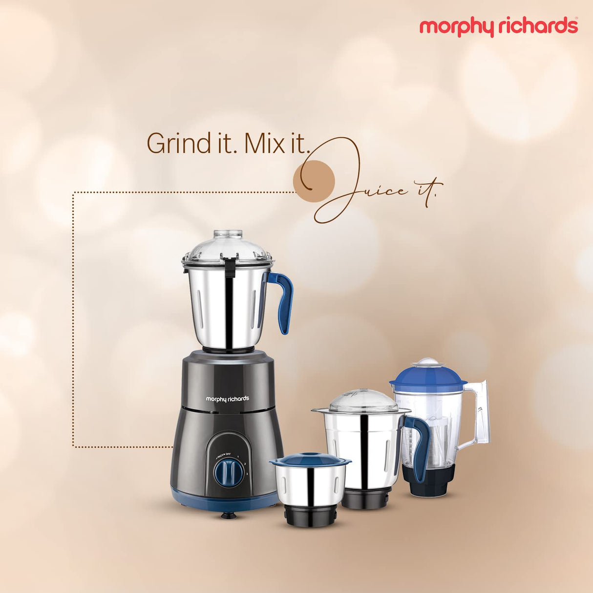Morphy Richards 750W Relish 4 Jars Mixer Grinder (Black and Blue)