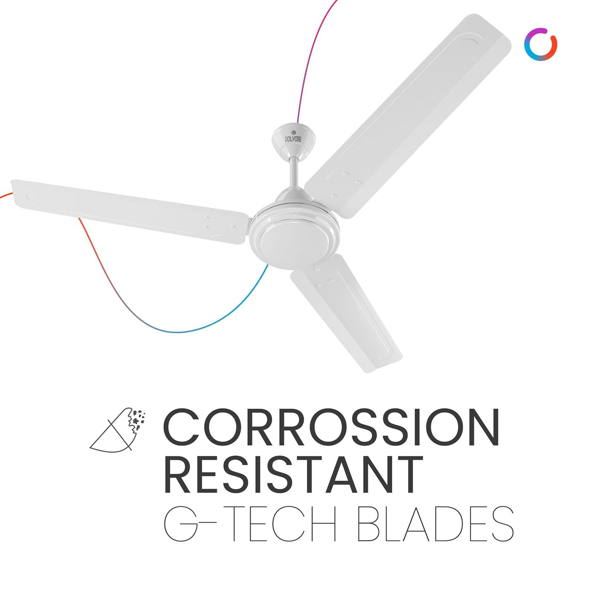 This Polycab Ceiling fan has Corrossion Resistant G-Tech Blades