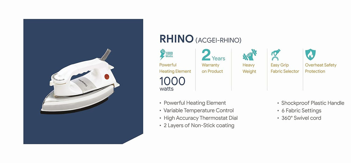 Crompton Rhino 1000W Dry Iron