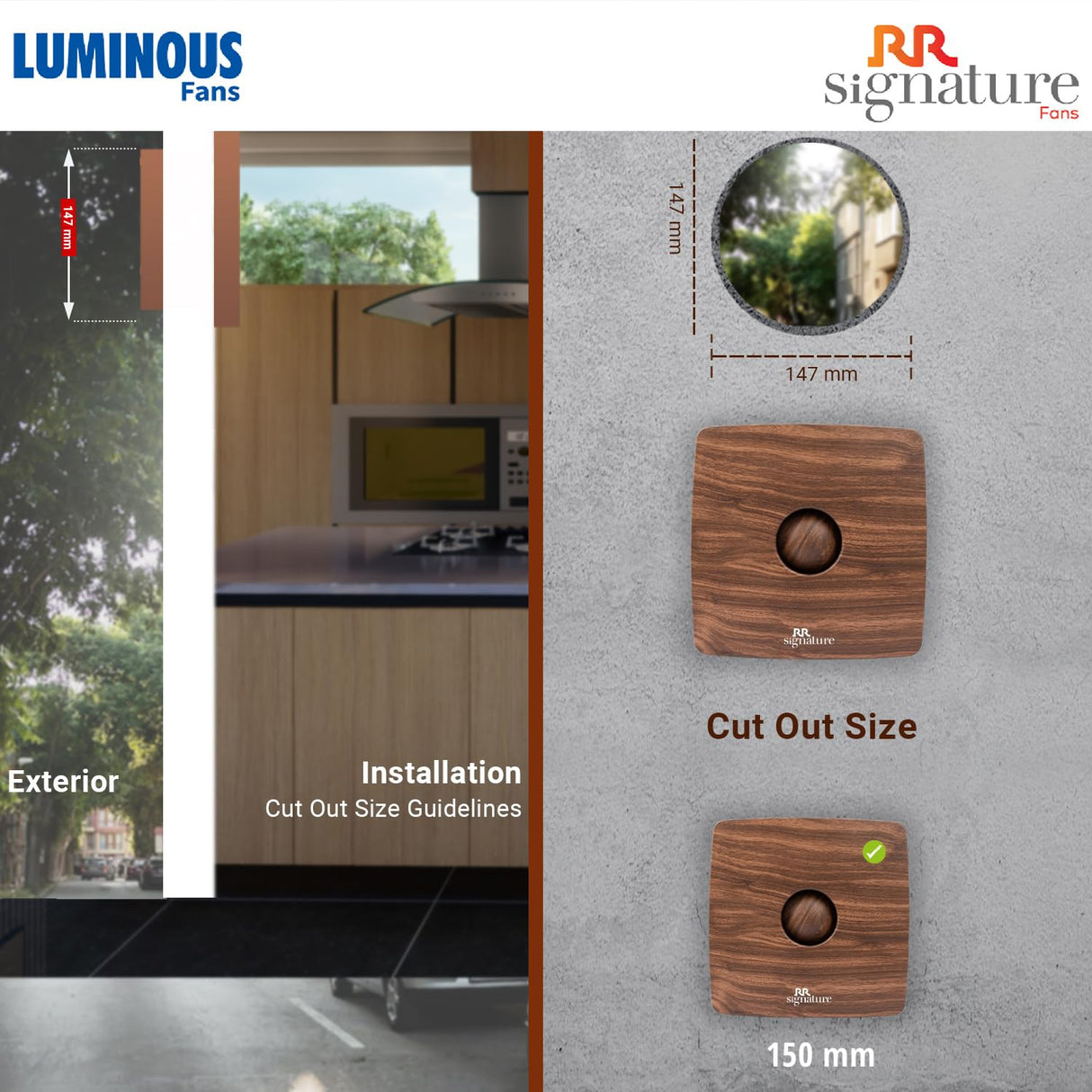 Luminous Vento Air 150mm Exhaust Fan (Wooden Brown)