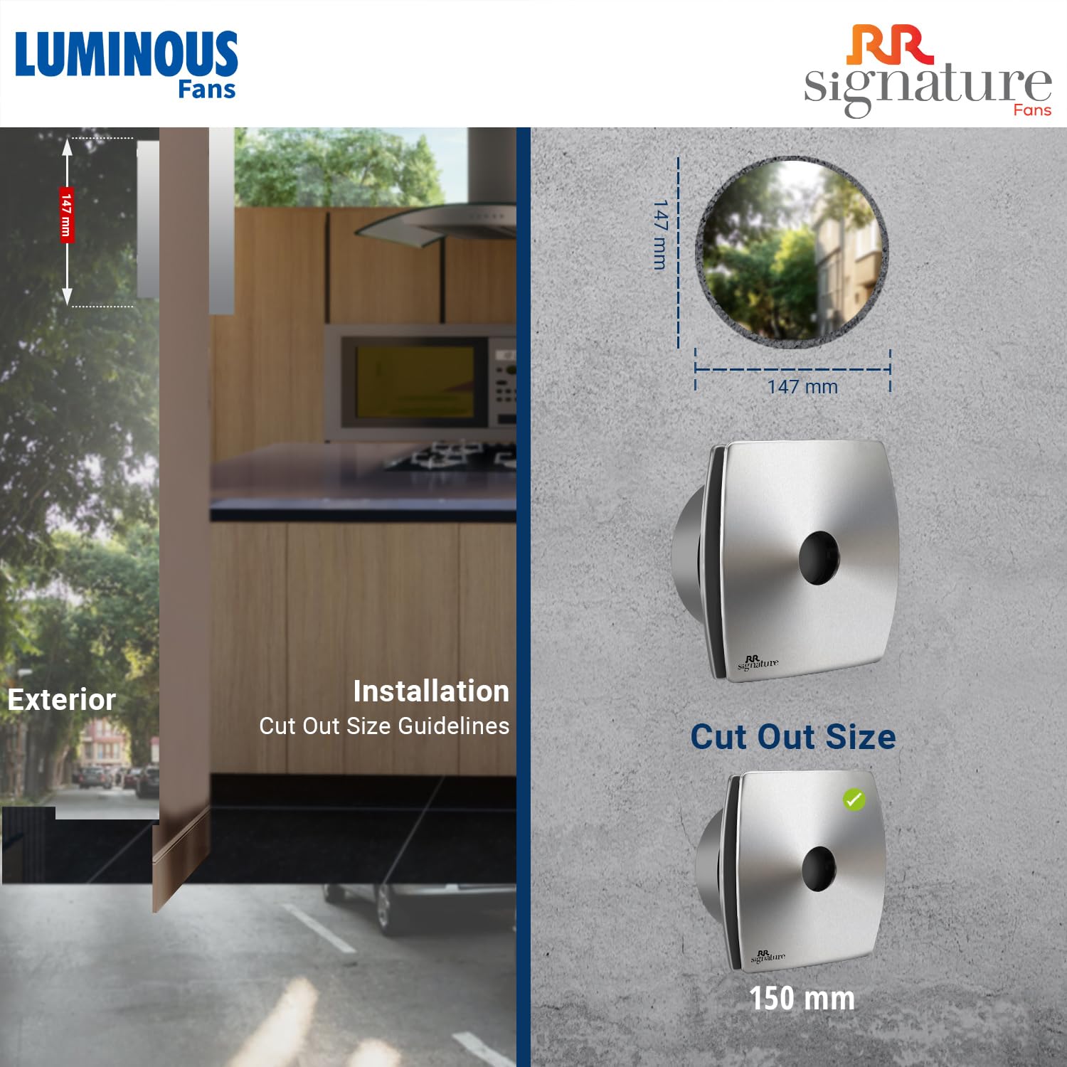 Luminous Vento Air 150mm Exhaust Fan (Metal Finish)