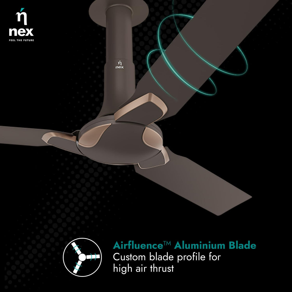 NNEX Glyde A30 1200 mm Premium Ceiling Fan (Stardust Brown)