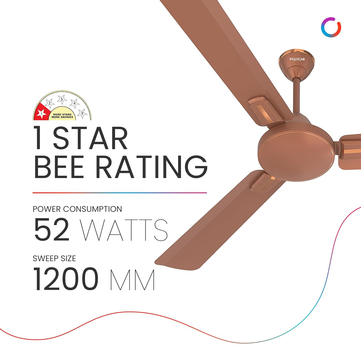 Polycab Vital Plus 1200mm Ceiling Fan (Metallic Copper)