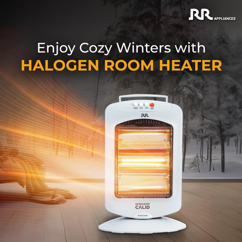 RR Calid 1200W Halogen Room Heater With 180-degree Oscillation (White)
