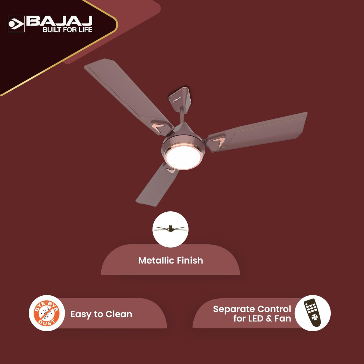 Bajaj Ventus EE 1200 Mm 1 Star Rated Energy Efficient Ceiling Fan (Chocolate Brown)