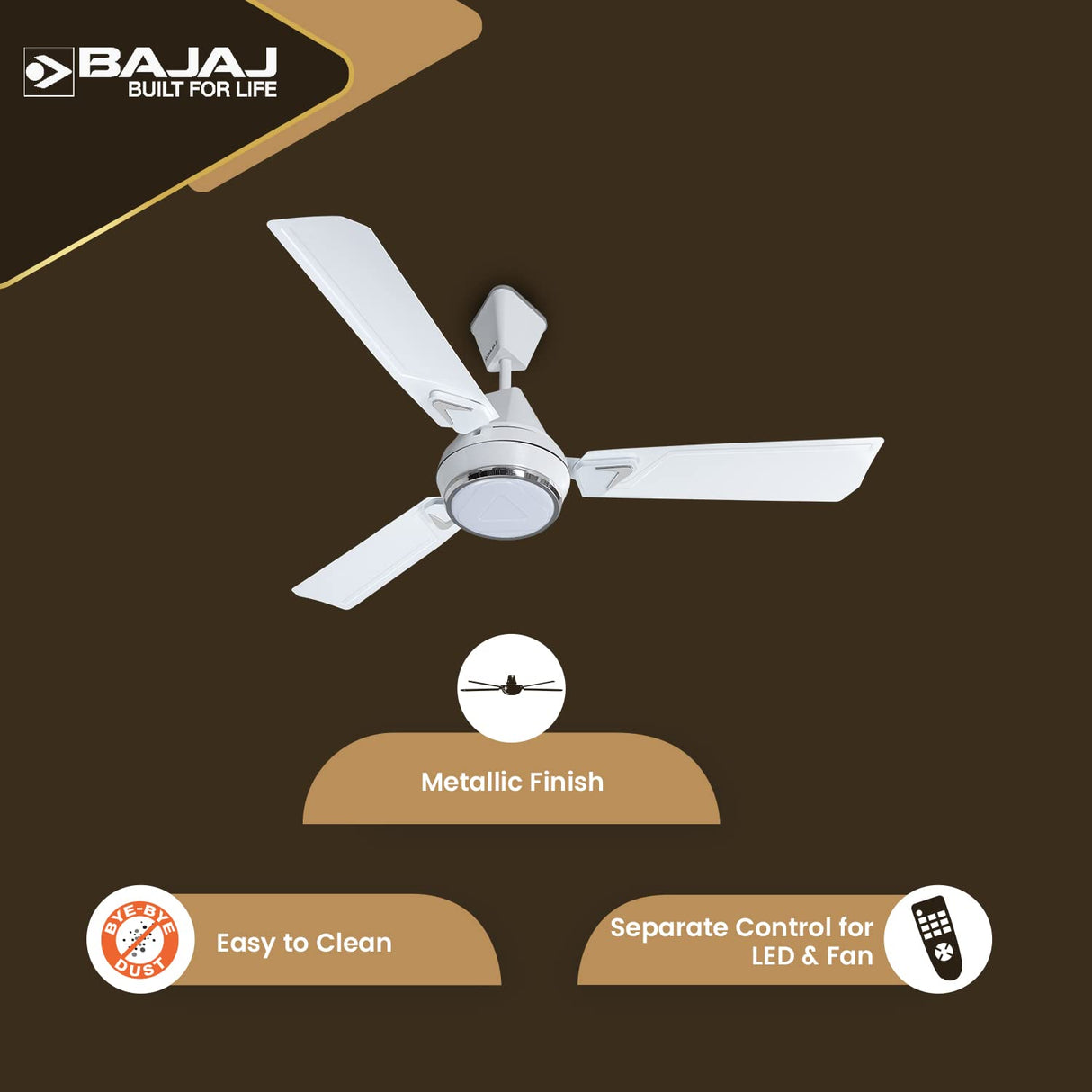 Bajaj Ventus EE 1200 Mm 1 Star Rated Energy Efficient Ceiling Fan (Vanilla White)
