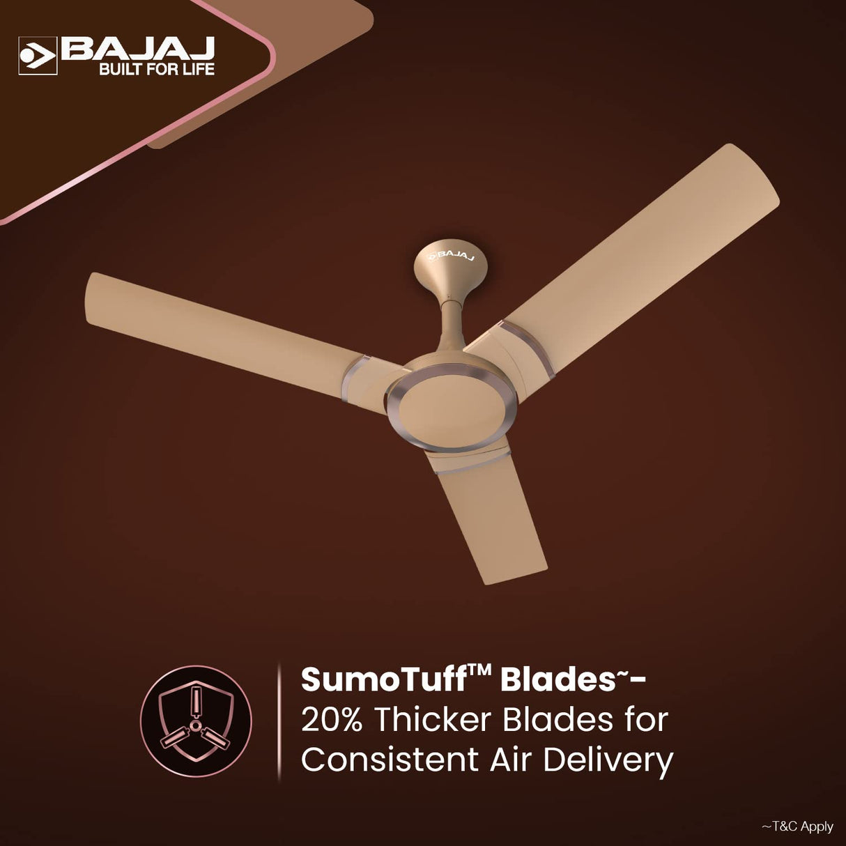 Bajaj Stylo 12S2 1200mm BEE 2 Star Ceiling Fans (Amber Gold)