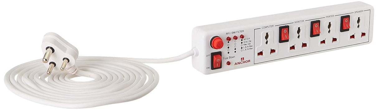 Anchor 4 Way Spike Guard Power Strip with Individual Switch