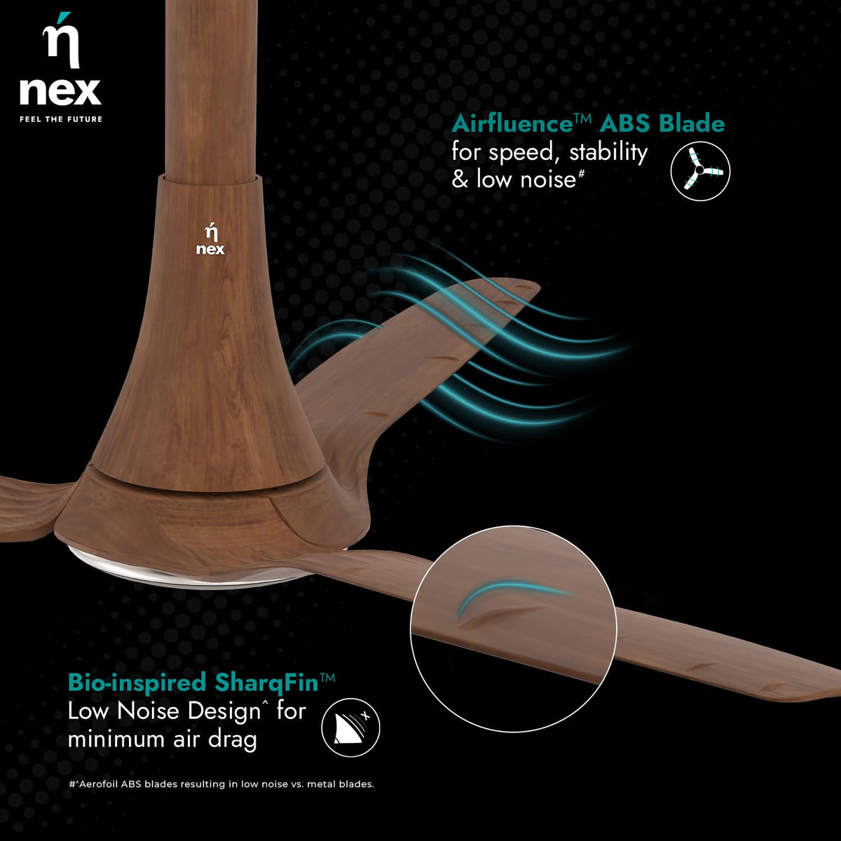 Nnex by Bajaj Dryft A90 BLDC 1200mm Ceiling Fan (Walnut)