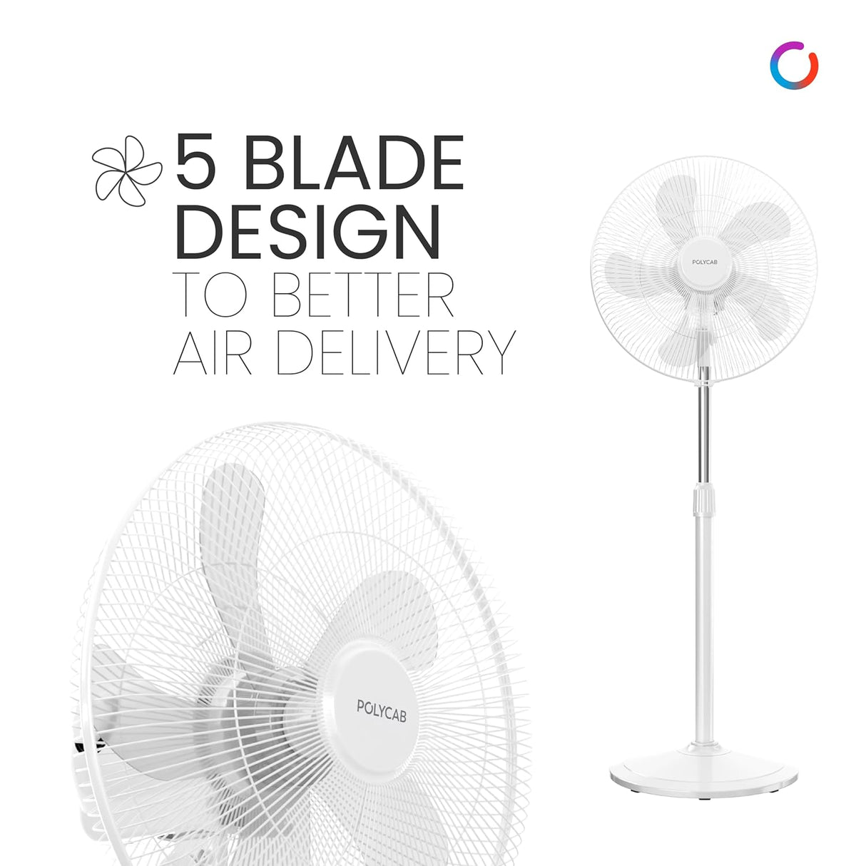 Polycab Optima Mini 400mm Pedestal Fan (White)