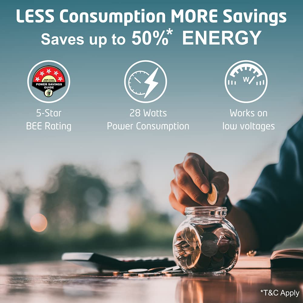 orient electric 5 Star rated ceiling fan consumes less and saves more energy with 28W power consumption