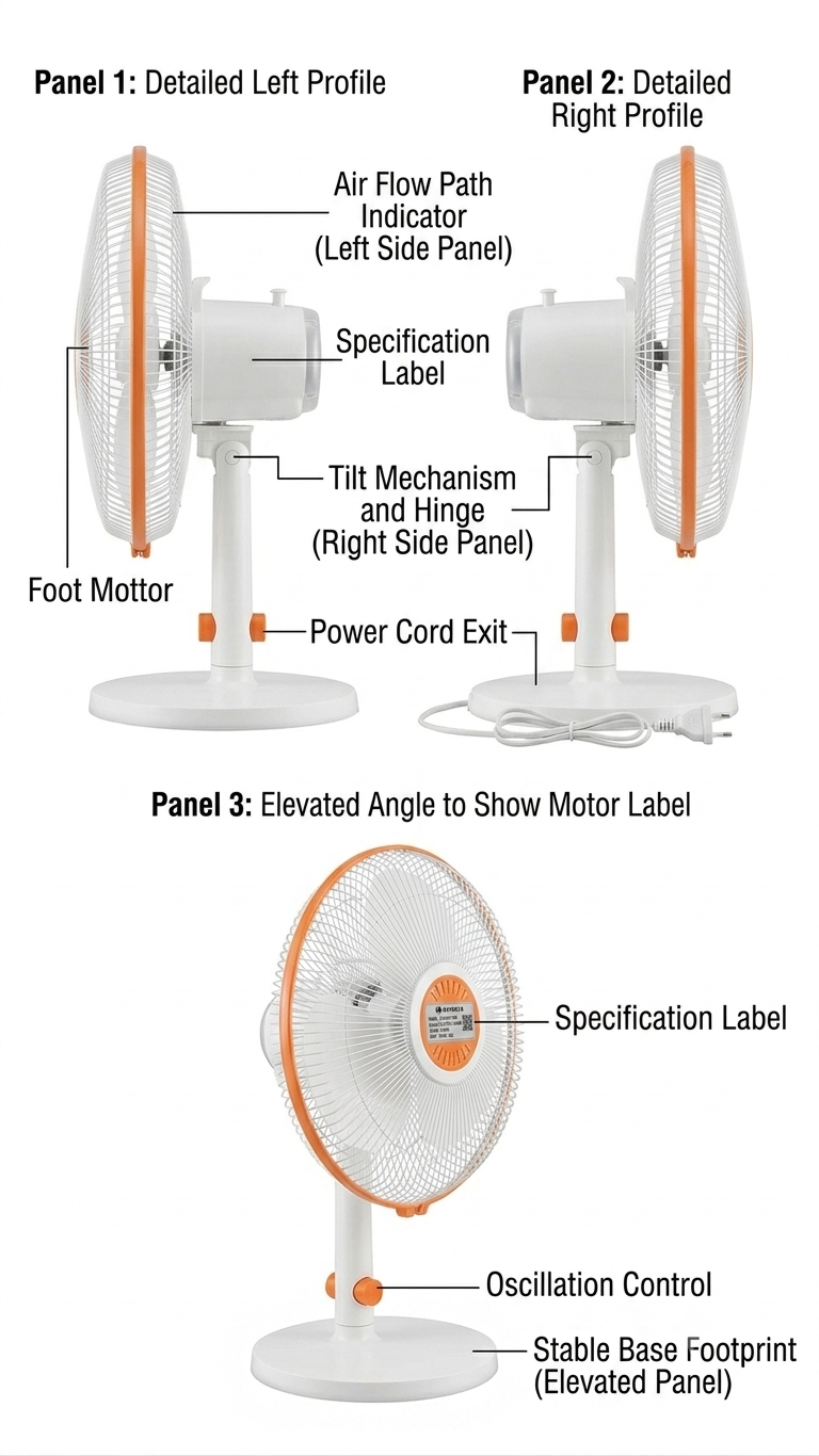 Havells Celeste 2-in-1 Pedestal-Cum-Table Fan, 400mm (White Orange)