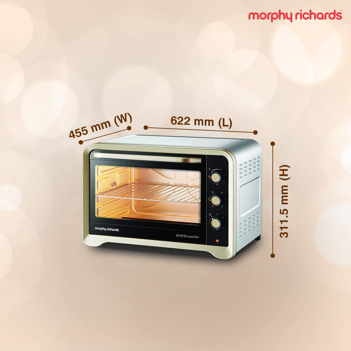 Morphy Richards 60 RCSS Luxechef Oven Toaster Griller (Gold, 60-Litre OTG)