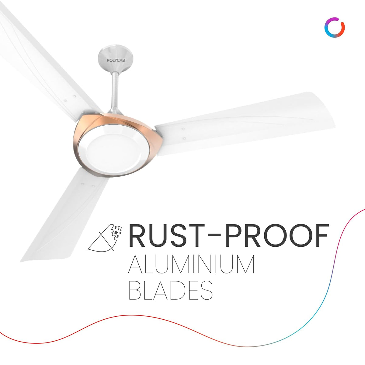 Polycab Superb Neo 1200 mm High Speed Ceiling Fan (White Bronze Gold)