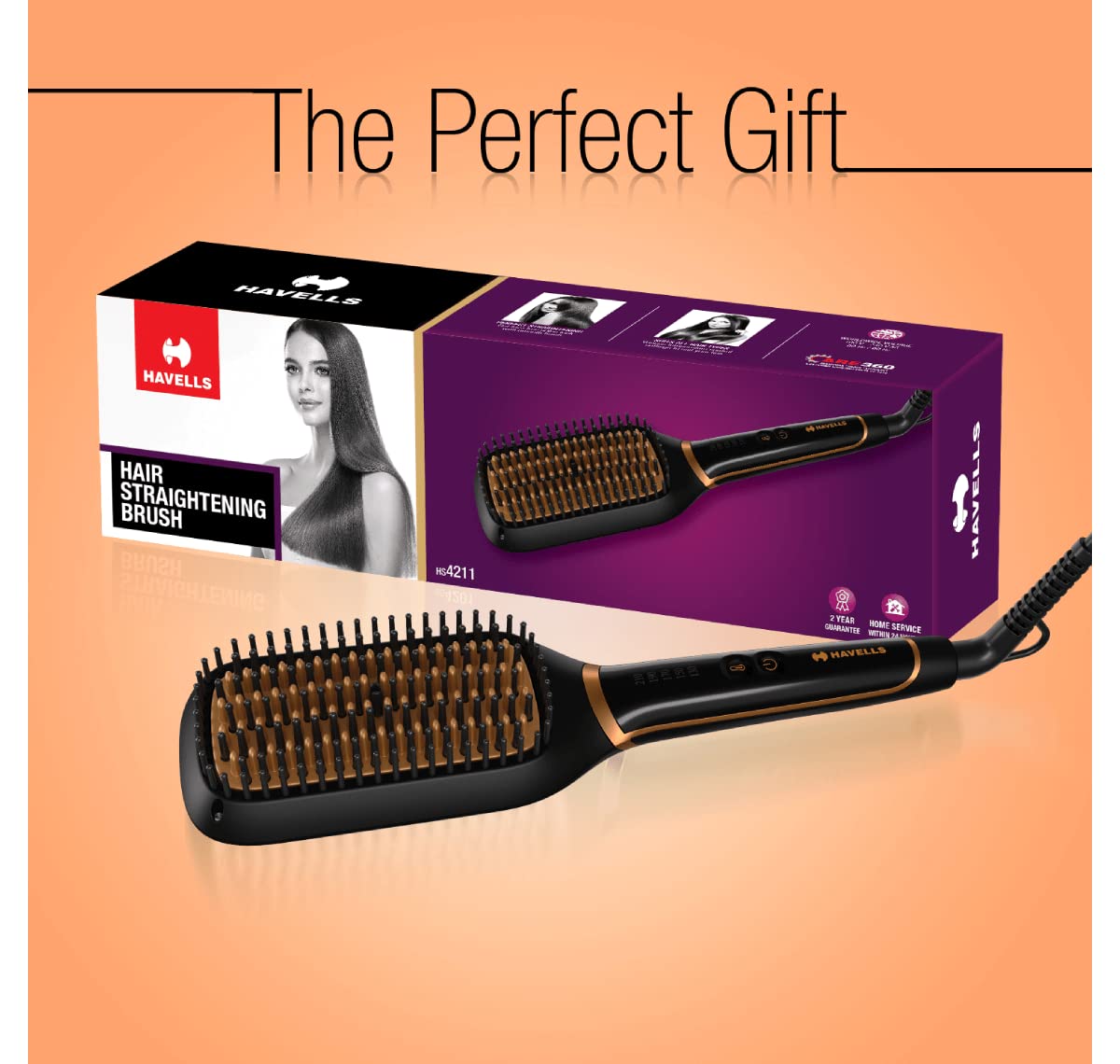 Hevells Ionic & Keratin Hair STRAIGHTENING Brush (Black) HS4211