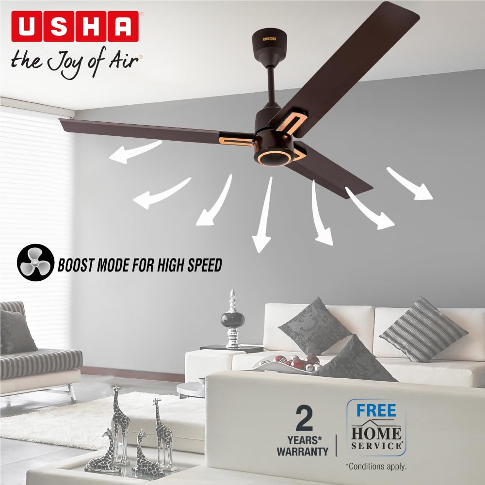 USHA AeroEdge Plus 1200mm BLDC Ceiling Fan with IR Remote (Smoke Brown)