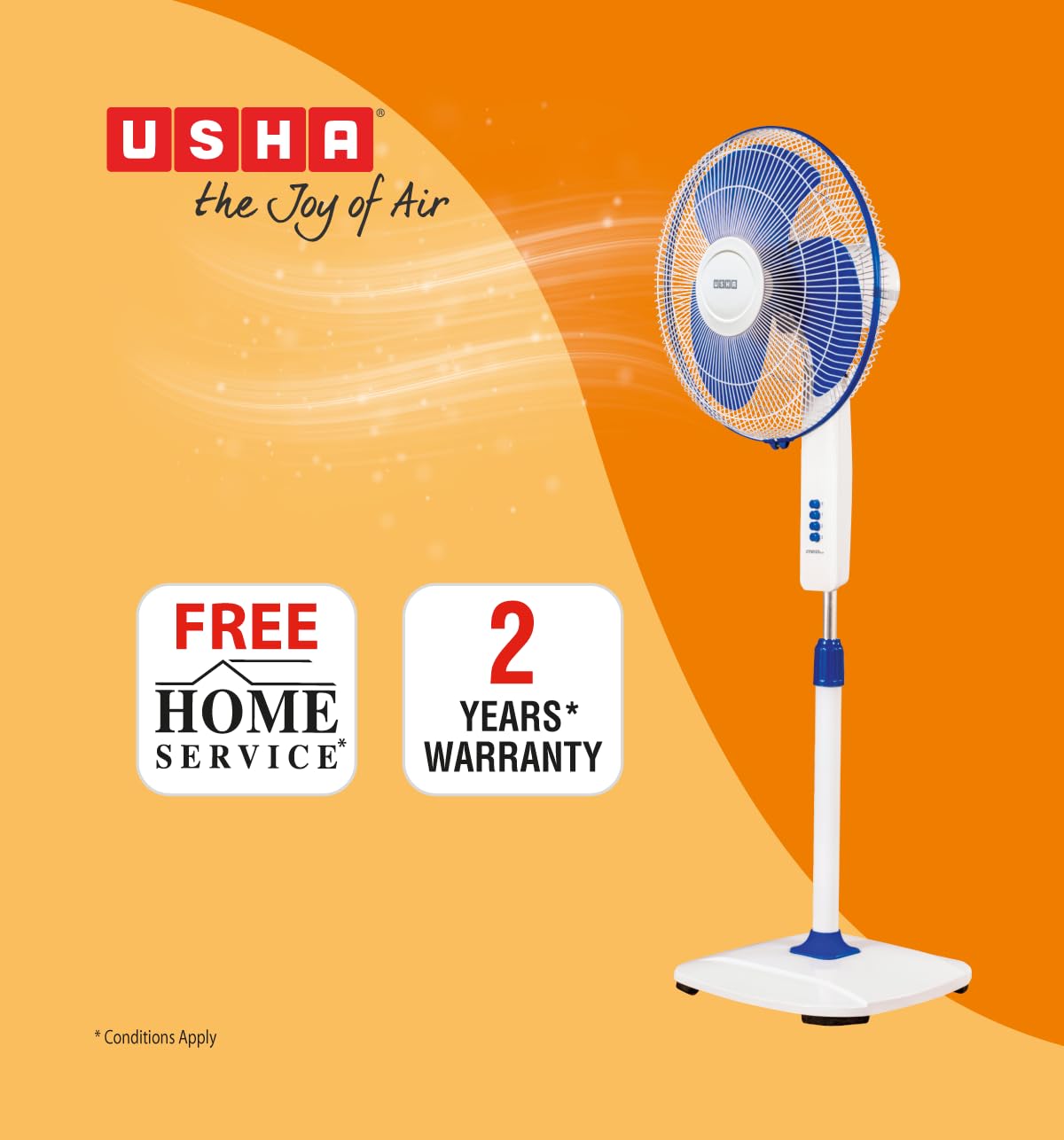 Usha Striker Plus 400mm Pedestal Fan (Blue)