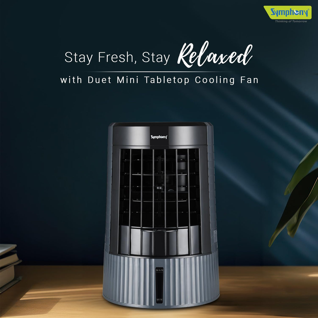 Symphony Duet Mini Portable Tabletop Air Cooler (Grey & Black)