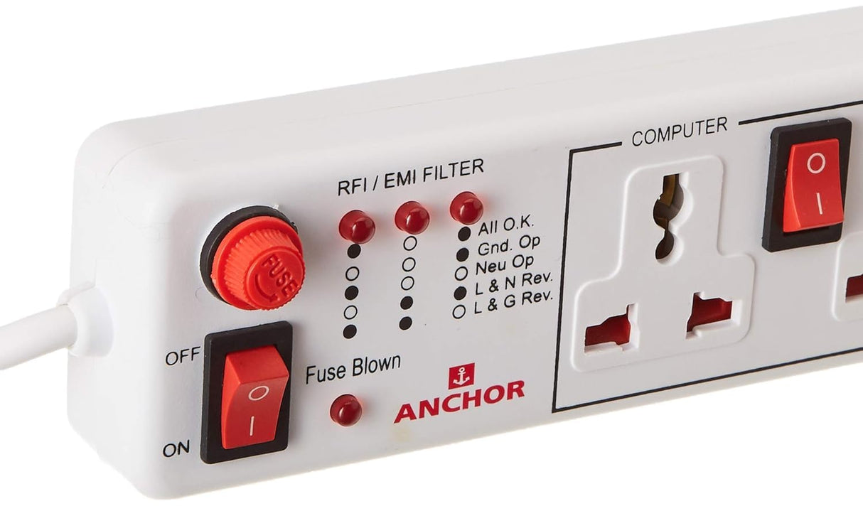 Anchor 4 Way Spike Guard Power Strip with Individual Switch