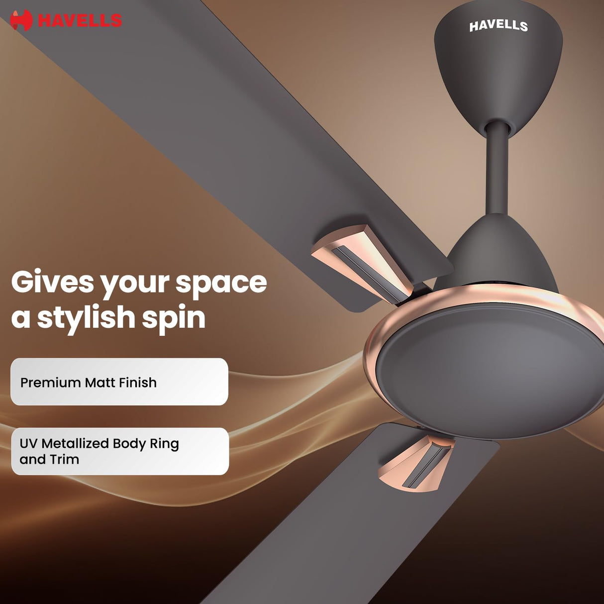 HAVELLS Quickair 1200mm Ceiling Fan (Smoke Brown)