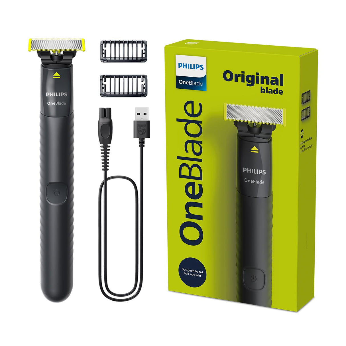 Philips QP2525/10 OneBlade Hybrid Trimmer and Shaver with Free Beard Care Kit Lime Green