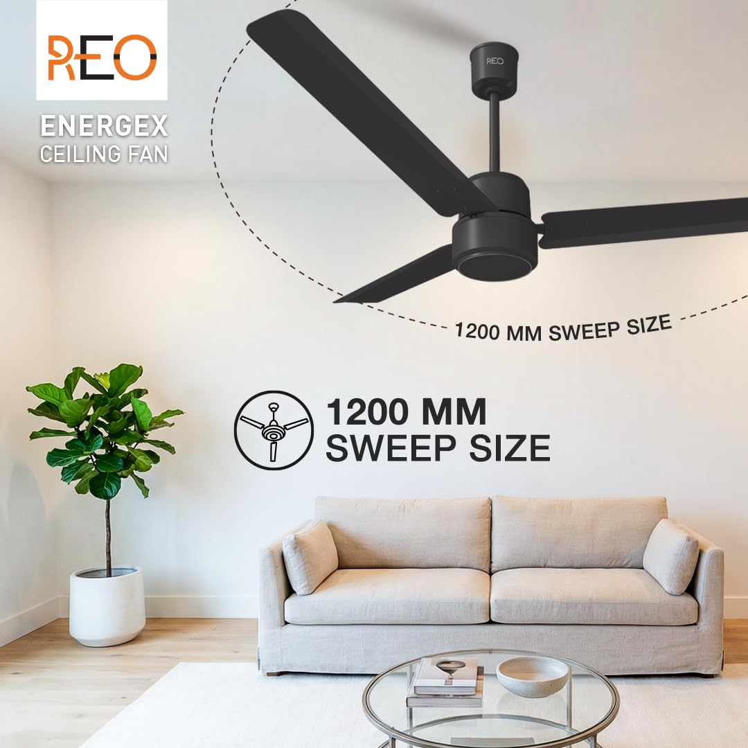 Havells REO Energex BLDC 1200MM Ceiling Fan (Matte Black)