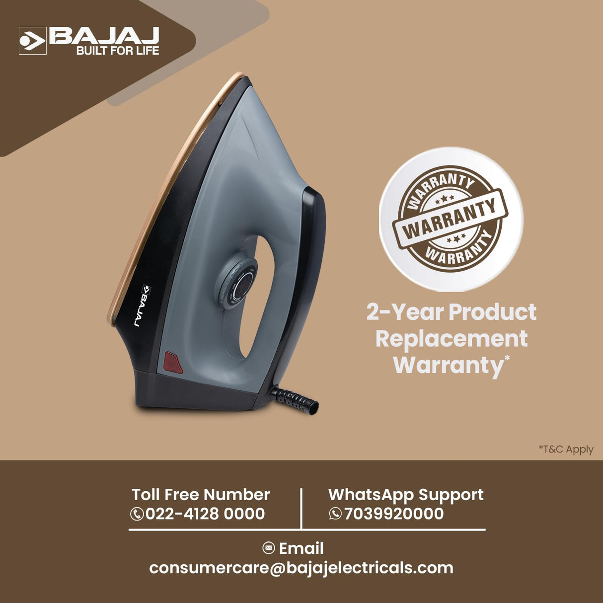 Bajaj Herculo 1100 Watts Dry Iron Black & Grey