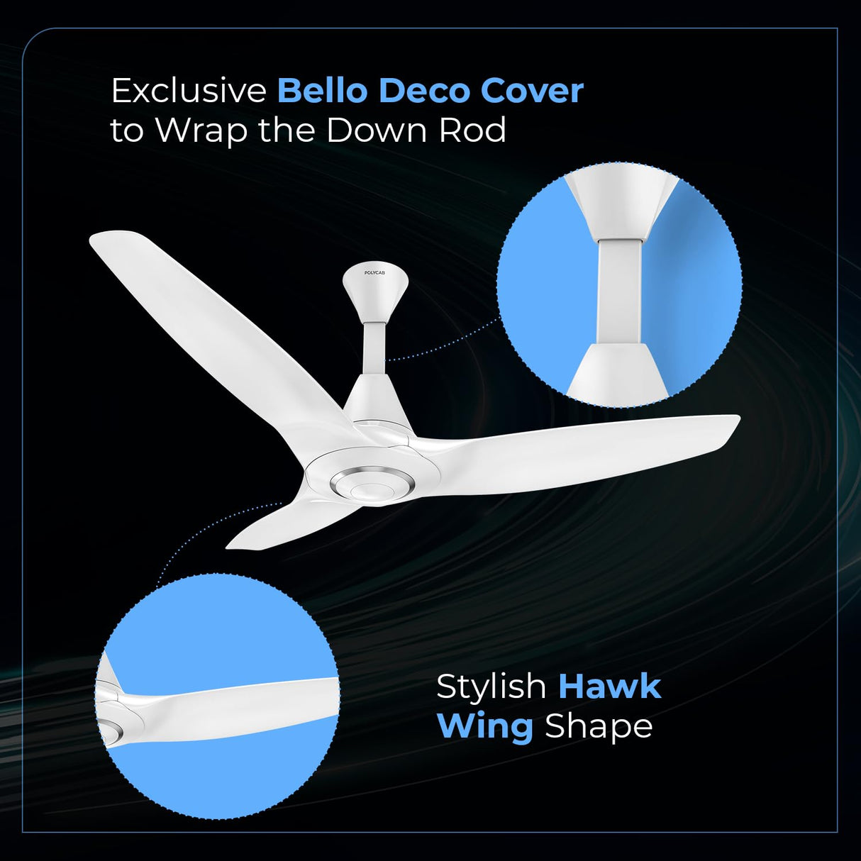 Polycab Silencio Cruiser 1200mm 5-Star Noiseless Premium BLDC Ceiling Fan (White Chrome)