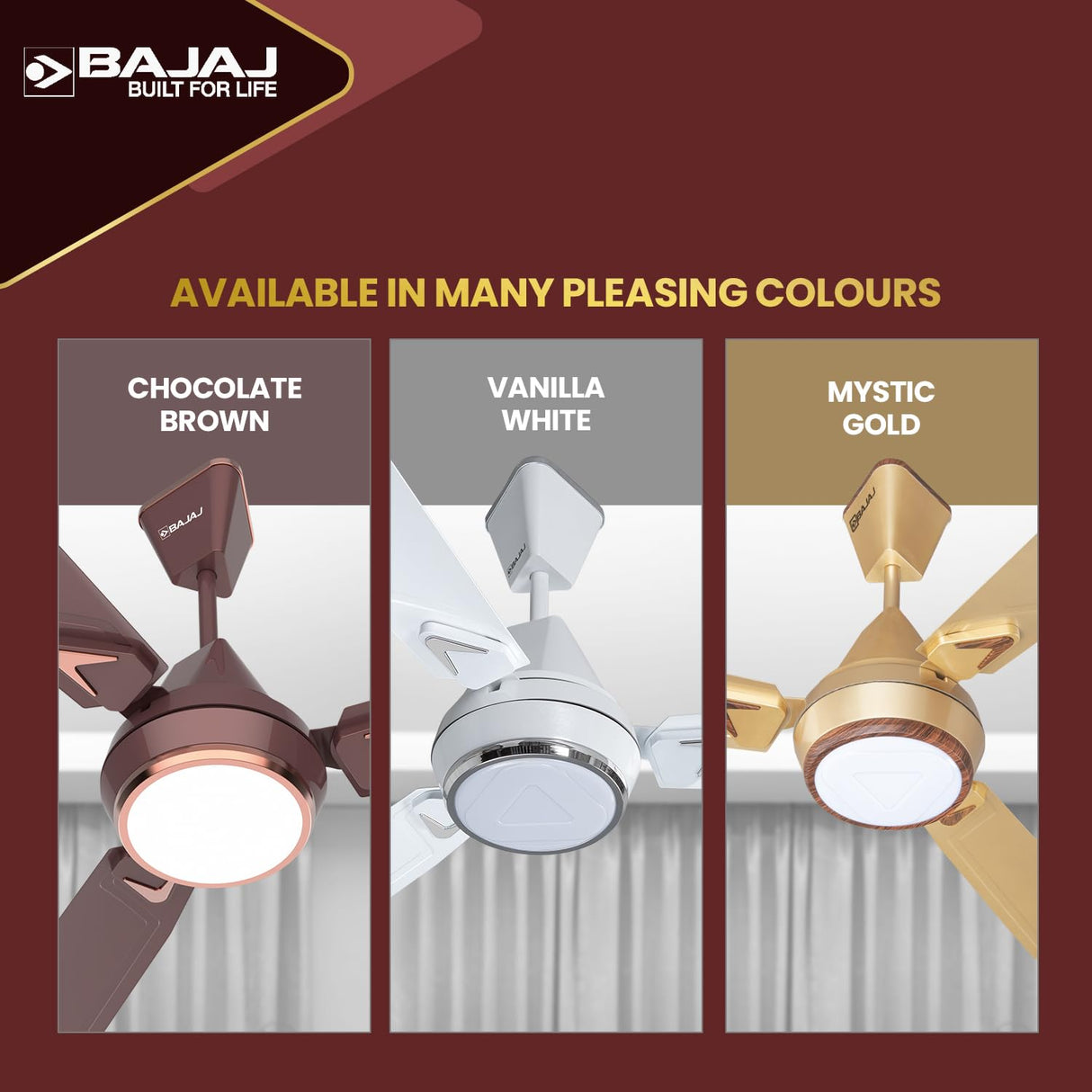 Bajaj Ventus EE 1200 Mm 1 Star Rated Energy Efficient Ceiling Fan (Chocolate Brown)