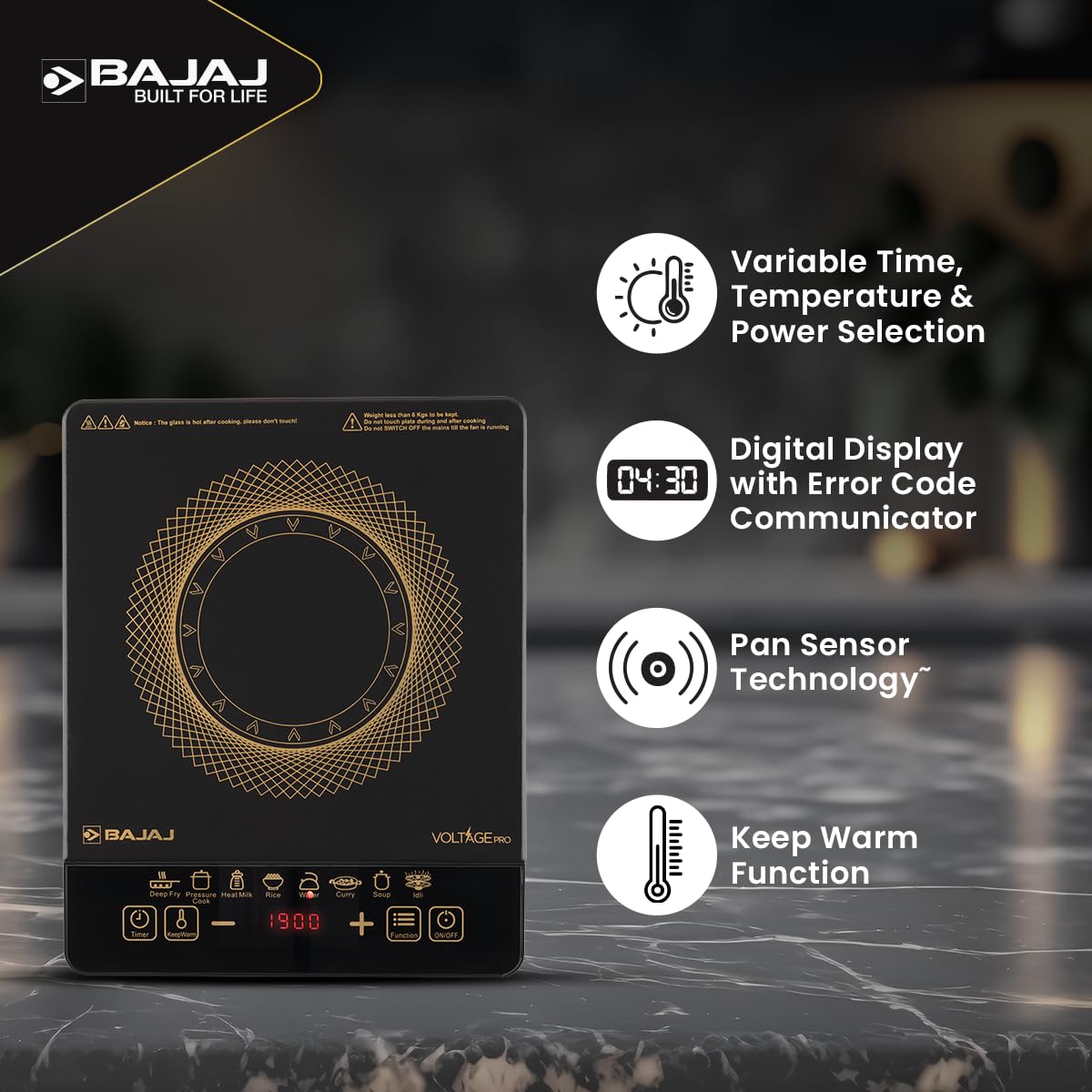 Bajaj ICX 190FS 1900 Watts Induction Cooktop (Black)