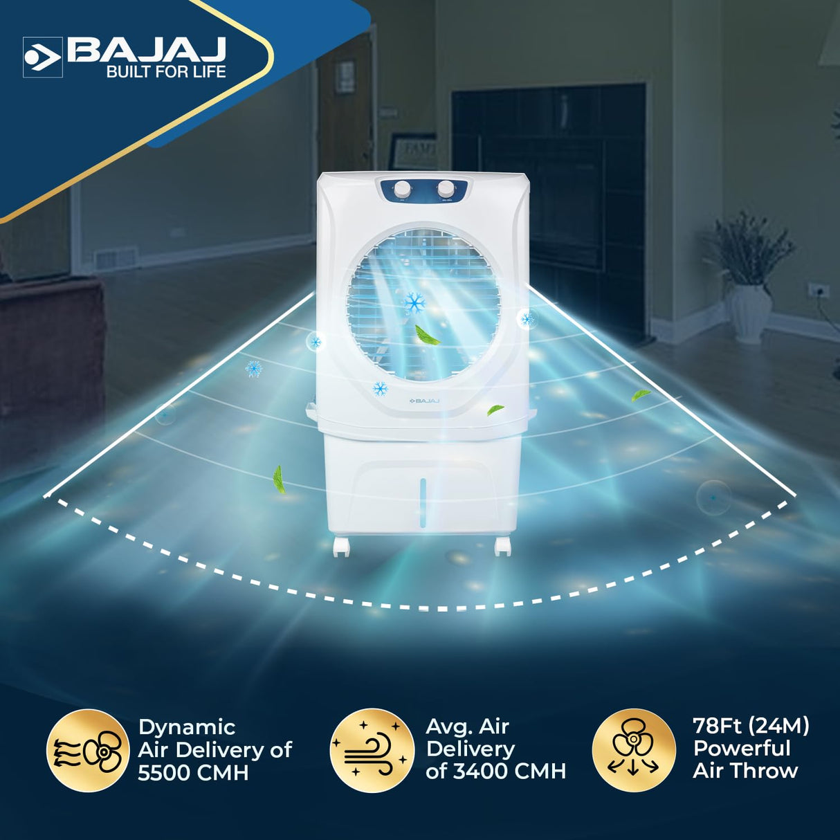 Bajaj Shield Series Velar 70L Desert Air Cooler White