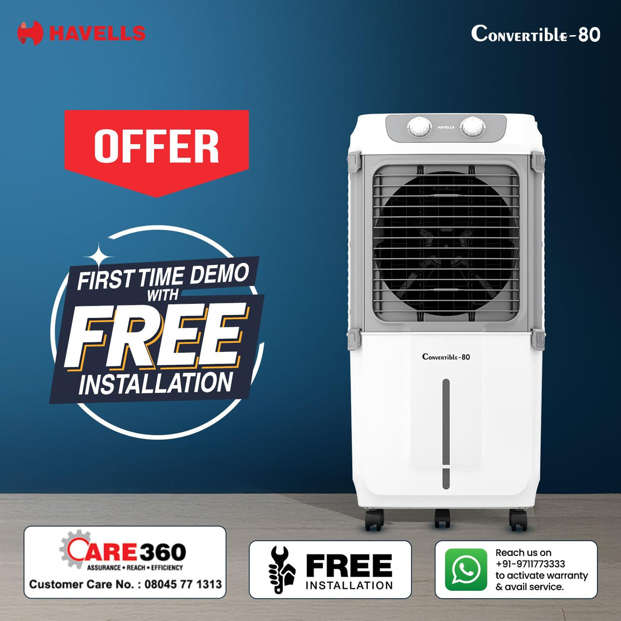 Havells 2-in-1 Convertible 80 L Desert Air Cooler
