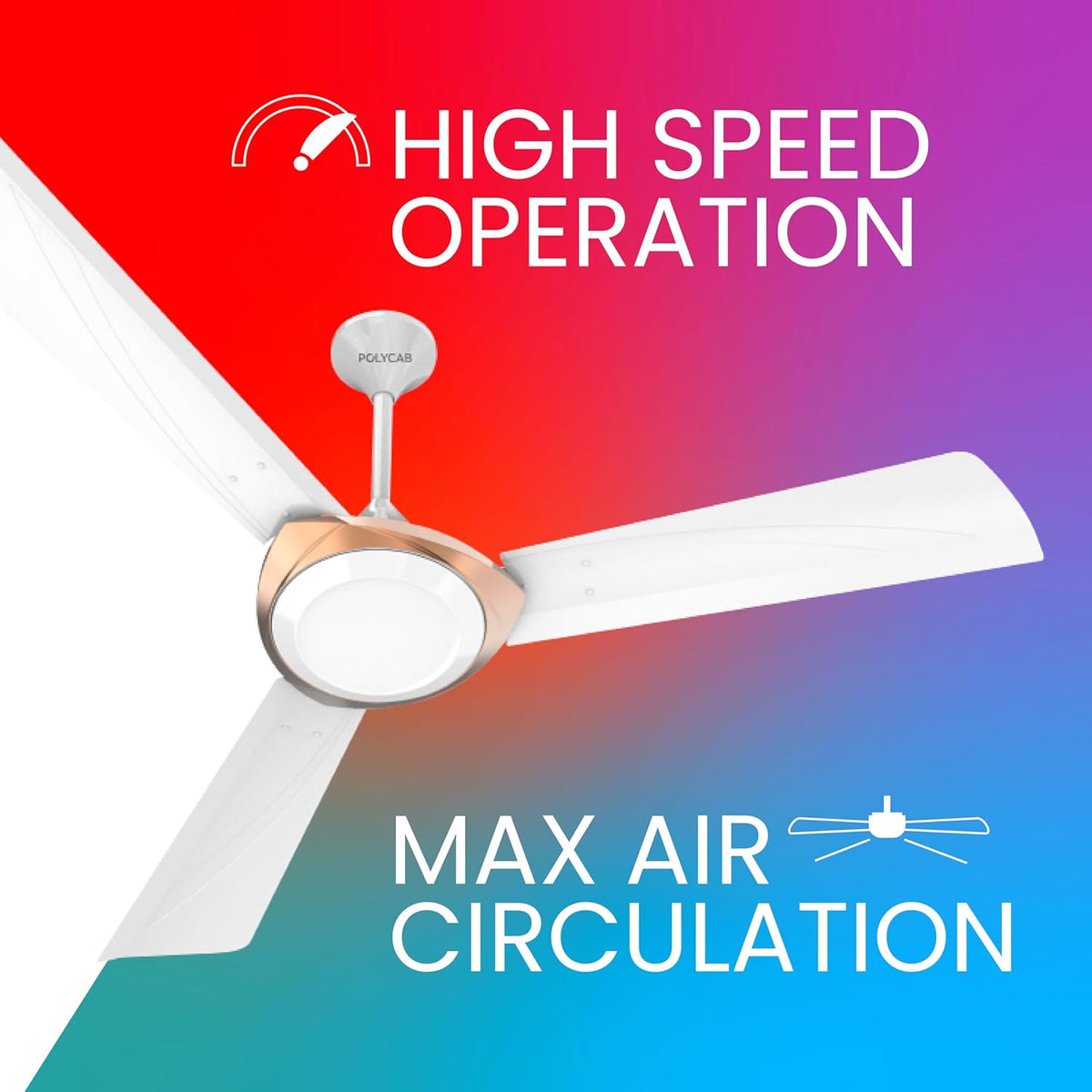 Polycab Superb Neo 1200 mm High Speed Ceiling Fan (White Bronze Gold)