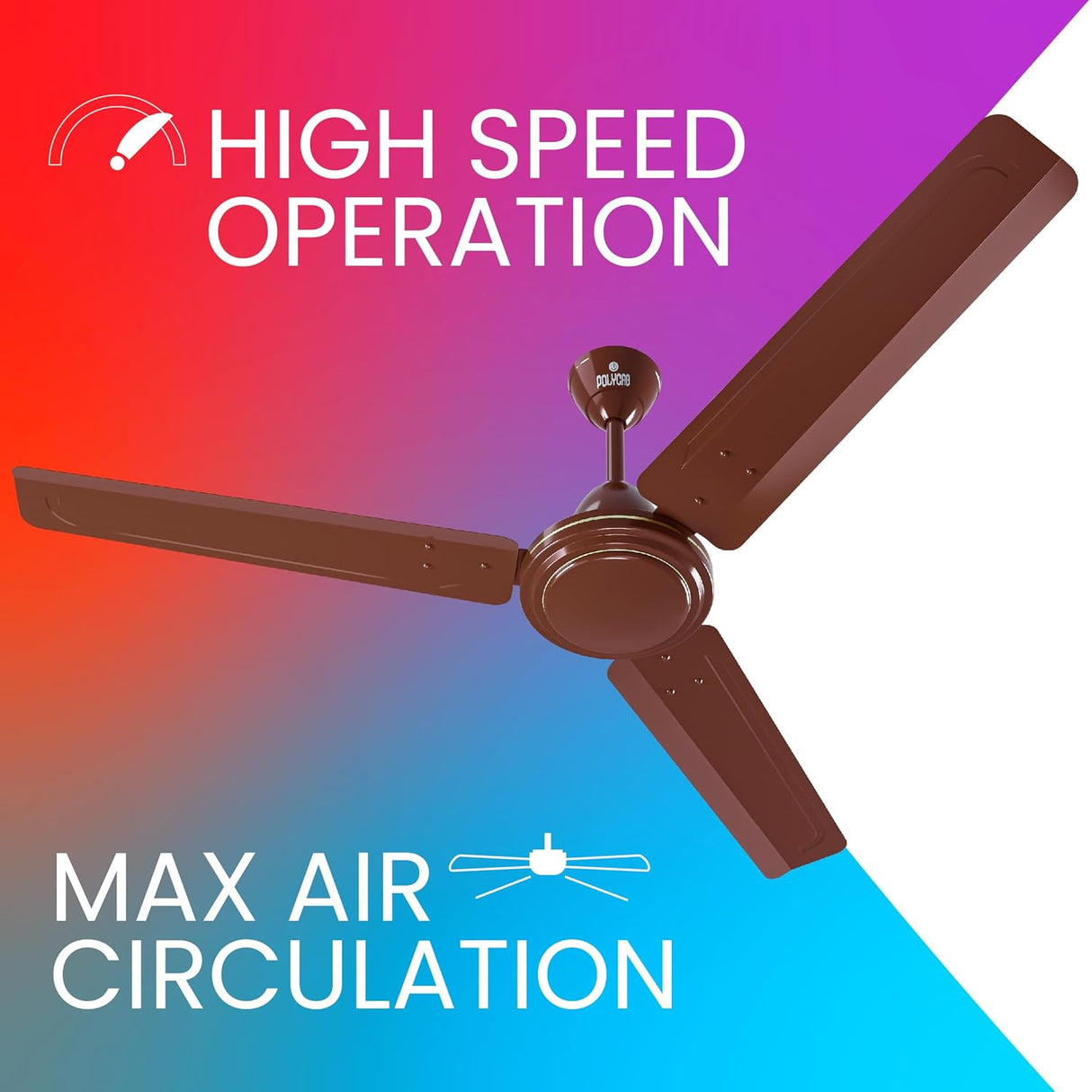 Polycab Nippy 1-Star 1200mm High Speed Ceiling Fan (Luster Brown)