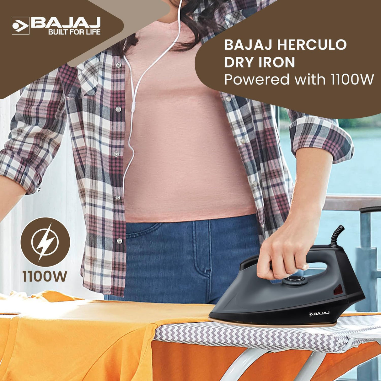 Bajaj Herculo 1100 Watts Dry Iron Black & Grey
