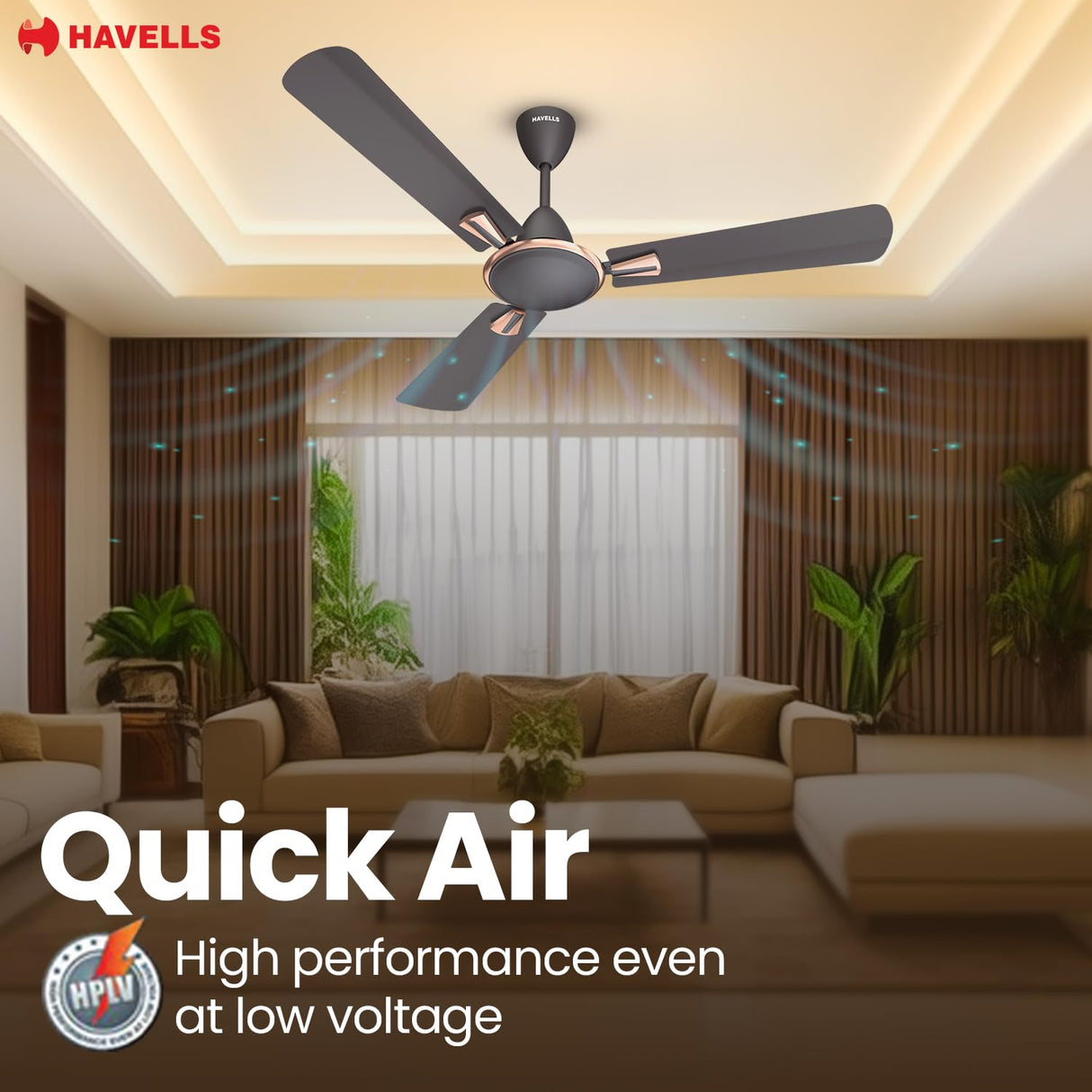 HAVELLS Quickair 1200mm Ceiling Fan (Smoke Brown)